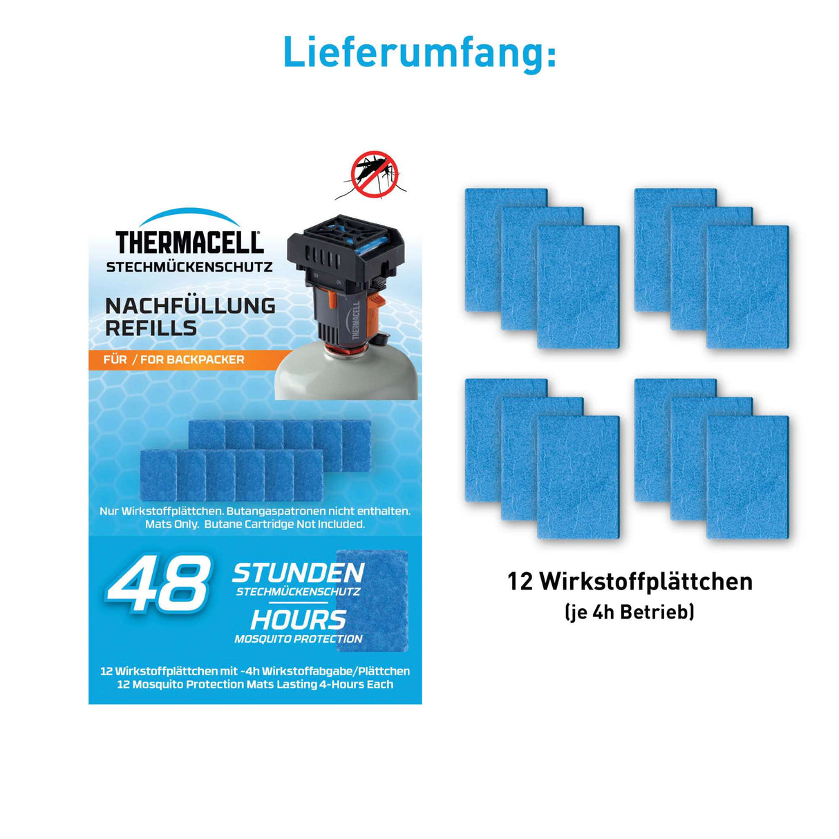 Thermacell M-48 Nachfüllset Backpacker 48 Stunden (12 Plättchen)