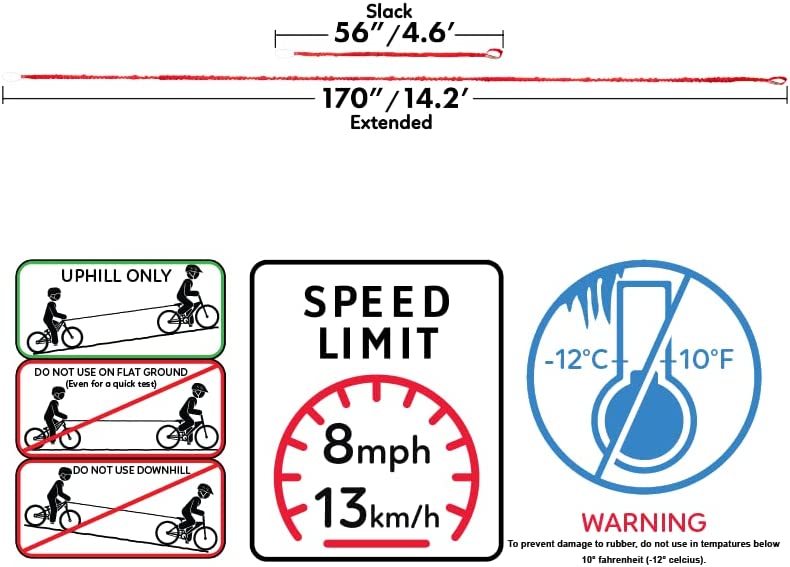 TowWhee Kids Bike Abschleppseil "Connect" mit Minikarabiner, Quickloop und Aufbewahrungssack