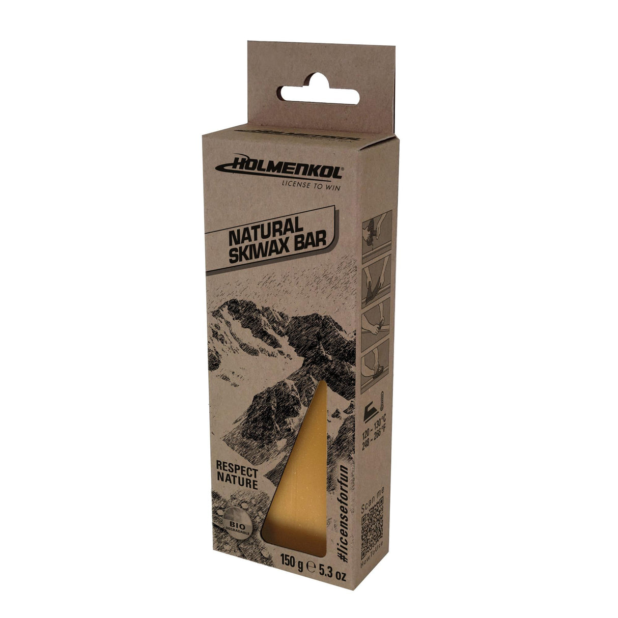 Holmenkol Natural Skiwax Bar (Skiwachs für alle Schneearten und Temperaturen)