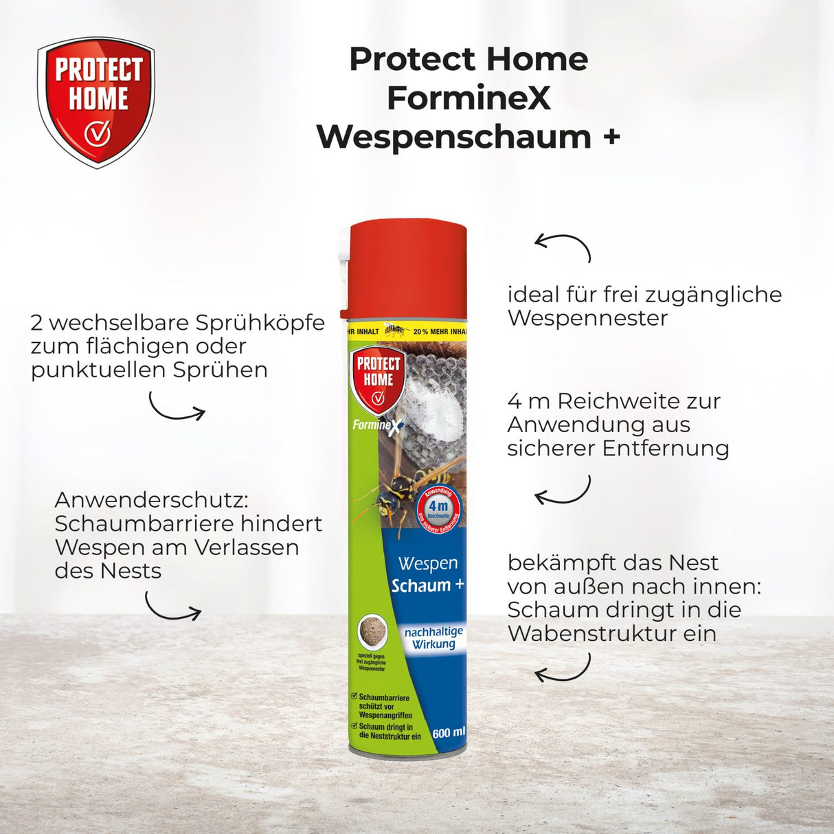 Protect Home FormineX Wespenschaum + 600 ml