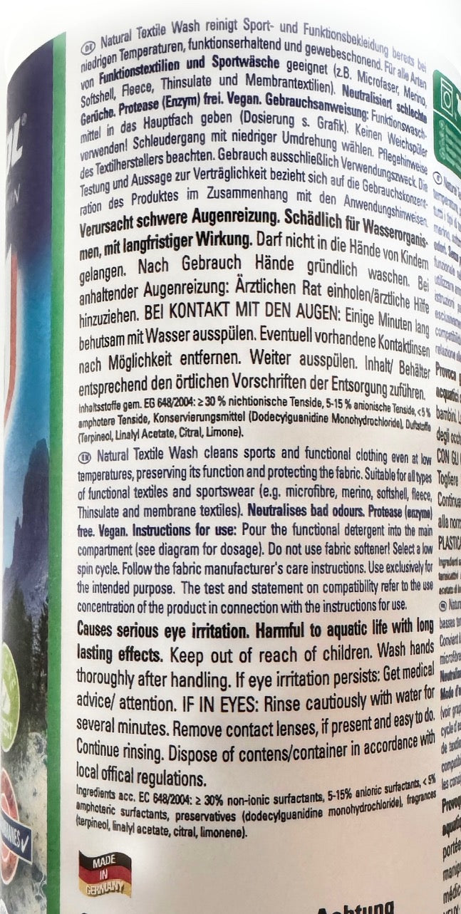 Holmenkol Natural Textile Wash 1 Liter für Funktionsbekleidung