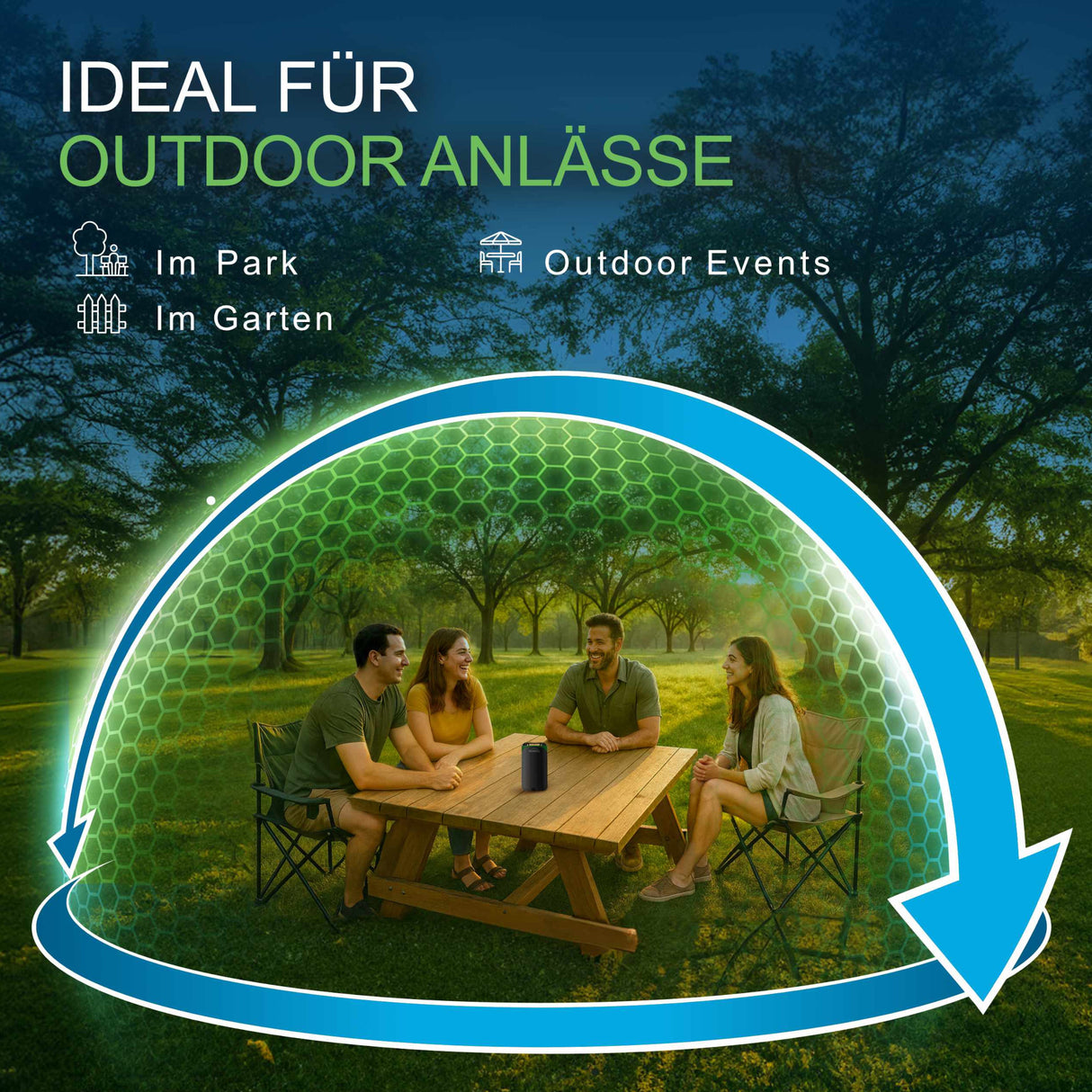 Thermacell Halo Mückenabwehr Starter Set – Portables Tischgerät mit Citrodiol aus Zitroneneukalyptusöl – 15 m² Schutzzone – Kabellos ohne Strom – Garten Terrasse Camping – Inkl. Gaskartusche & 3 Plättchen für 12h