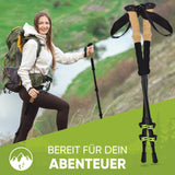 Wanderstöcke faltbar Carbon oder Aluminium mit Korkgriff I Nordic Walking Stöcke Damen und Herren für Skifahren und Wandern I Leichte Faltbare Trekkingstöcke Teleskop für Bergsport