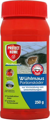 PROTECT HOME Rodicum Wühlmaus Portionsköder, Wühlmausgift, auslegefertige Köder zur Wühlmausbekämpfung, 250 g Dose